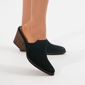 Zodiac Ada Western Mule Womens 6.5 Black Suede Slip On Block Heel Shoes